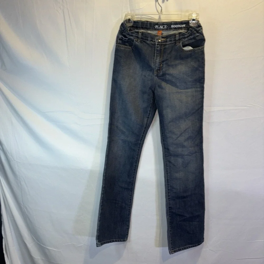 Childrens Place Boys Size 14 Blue Bootcut Slim Adjustable Waist Jeans Youth‎